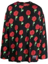 Versace Jeans Couture Interlock Rose-print Oversized T-shirt In Schwarz