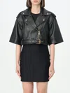 Versace Jeans Couture Short Sleeve Faux-leather Moto Jacket In Black