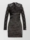 Versace Jeans Couture Long-sleeve Lace-panel Dress In Black