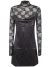 Versace Jeans Couture Long-sleeve Lace-panel Dress In Black