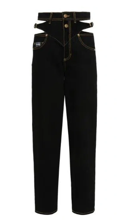 Versace Jeans Couture Denim Trousers In Black Black