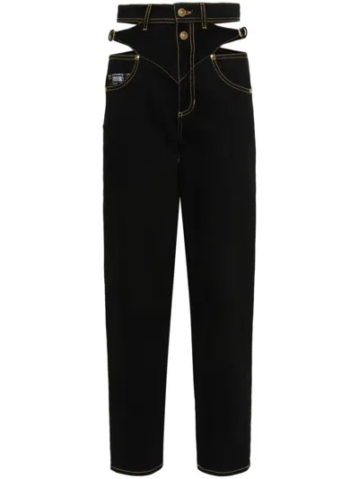 Versace Jeans Couture Logo-engraved Straight Jean In Black