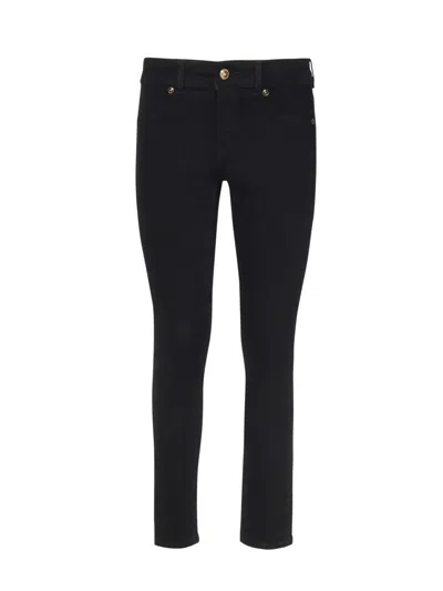 Versace Jeans Couture Embroidered-logo Slim-fit Jeans In Black