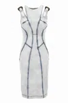 Versace Jeans Couture Blue Buckled Minidress In Blue