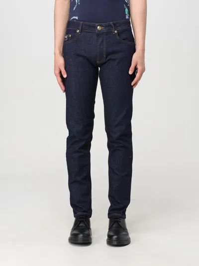 Versace Jeans Couture Logo-patch Five-pocket Jeans In Blue