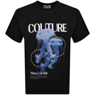 Versace Jeans Couture Jellyfish T Shirt Black In Animal Print