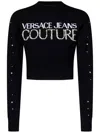 Versace Jeans Couture Cropped Fit Sweatshirt With Bold Logo Detail In Black