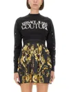 Versace Jeans Couture Baroque-print Pleated Skirt In Black
