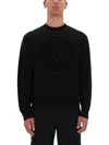 Versace Jeans Couture Jersey With V-emblem In Black