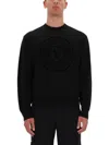 Versace Jeans Couture Jersey With V-emblem In Black