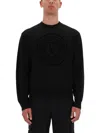 Versace Jeans Couture Jersey With V-emblem In Black