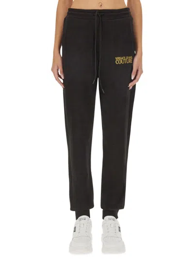 Versace Jeans Couture Jogging Pants With Logo In Black