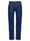 Versace Jeans Couture 'judy' Denim Trousers Featuring Contrast Stitching In Blue