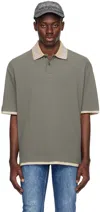 Versace Jeans Couture Khaki Intarsia Polo In E148 Moss
