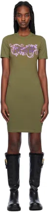 Versace Jeans Couture Logo-print T-shirt Dress In E151 Olive