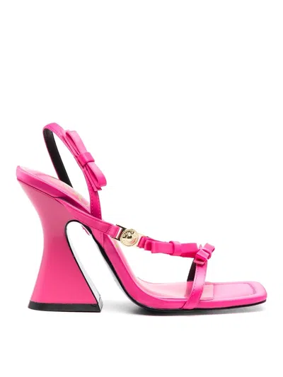 Versace Jeans Couture 110mm Bow-detailed Sandals In Pink