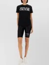 Versace Jeans Couture Knee-length Logo Cycling Shorts In Slim Fit In Black