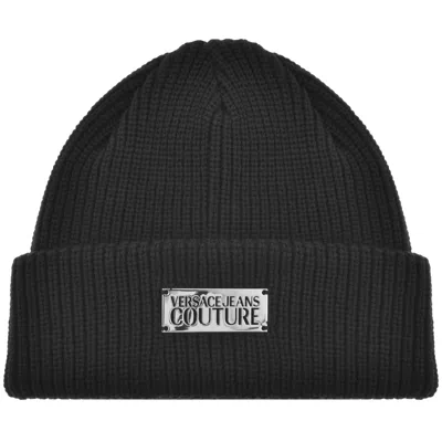 Versace Jeans Couture Knit Double Beanie Hat Black