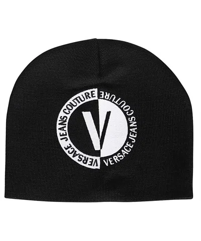 Versace Jeans Couture Knitted Beanie In Black