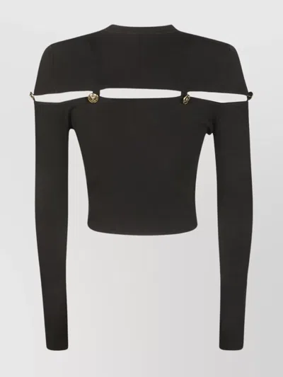 Versace Jeans Couture Black Cutout Sweater In Nero