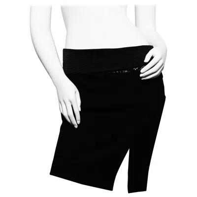Pre-owned Versace Jeans Couture Lace And Strech Mini Black Skirt