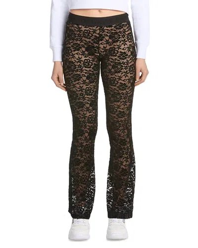 Versace Jeans Couture Floral-lace Trousers In Black