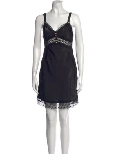 Pre-owned Versace Jeans Couture Lace Pattern Mini Dress In Blue