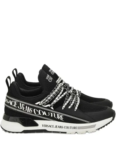 Versace Jeans Couture Lace-up Logo Sneakers In Black