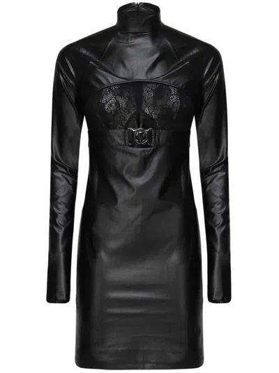 Versace Jeans Couture Short Dress With Front Cut-out In Black