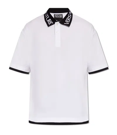 Versace Jeans Couture Layered Straight Hem Polo Shirt In White