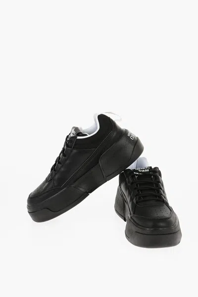 Versace Jeans Couture Leather And Fabric Ravewing Low Top Sneakers W In Black