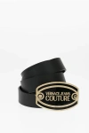 Versace Jeans Couture Leather Belt With Maxi Logoed Buckle 30mm