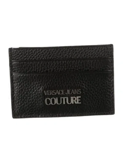 Pre-owned Versace Jeans Couture Leather Card Holder In Black