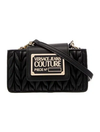 Pre-owned Versace Jeans Couture Leather Crossbody Bag In Black