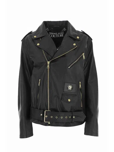 Versace Jeans Couture Leather Jacket In Black