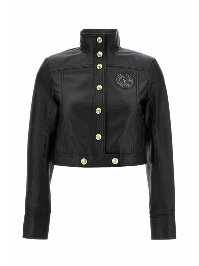 Versace Jeans Couture Leather Jacket In Black