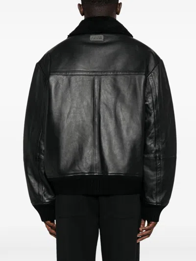 Versace Jeans Couture Leather Jacket In Black