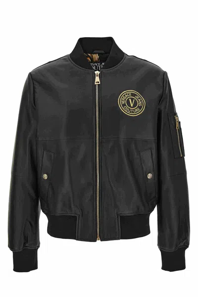 Versace Jeans Couture Leather Jacket In Black