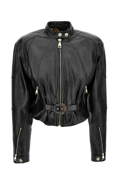 Versace Jeans Couture Leather Jacket In Blue