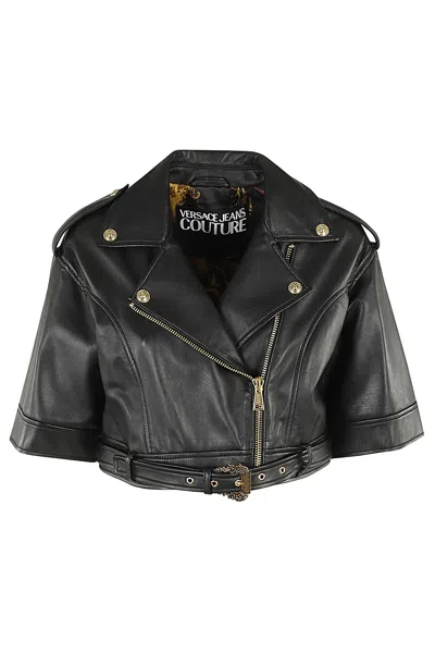 VERSACE JEANS COUTURE VERSACE JEANS COUTURE LEATHER JACKET WITH SHORT SLEEVES