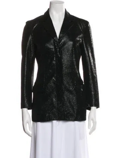 Pre-owned Versace Jeans Couture Leather Printed Evening Jacket In Green