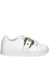 Versace Jeans Couture White Baroque Buckle Court 88 Sneakers In Weiss