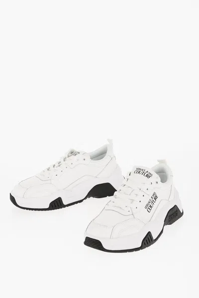 Versace Jeans Couture Leather Stargaze Sneakers With Contrasting Det In White