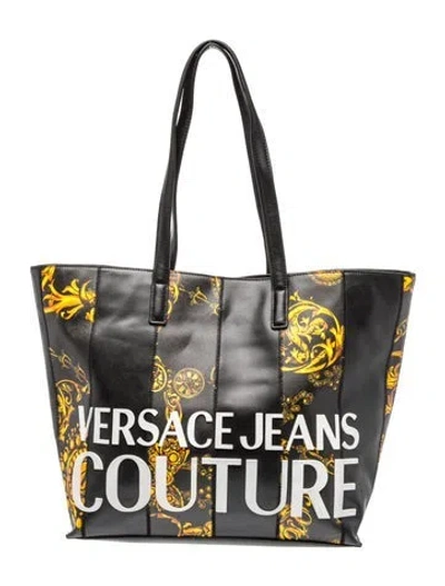 Pre-owned Versace Jeans Couture Leather Tote In Black