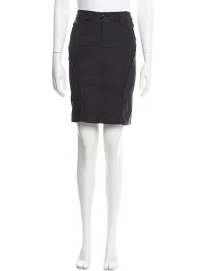 Pre-owned Versace Jeans Couture Leather Trim Embellishment Knee-length Skirt In Black