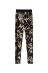 Versace Jeans Couture Black Leggings With Barocco Graphic Print In Black