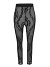 Versace Jeans Couture Flocked Chain-print Mesh Leggings In Black