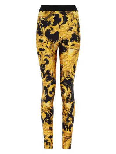 Versace Jeans Couture Leggings Con Stampa In Yellow