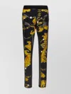 Versace Jeans Couture Leggings With Baroque Print And Mesh Panels In Black