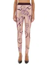 Versace Jeans Couture Leggings With Print In Pink